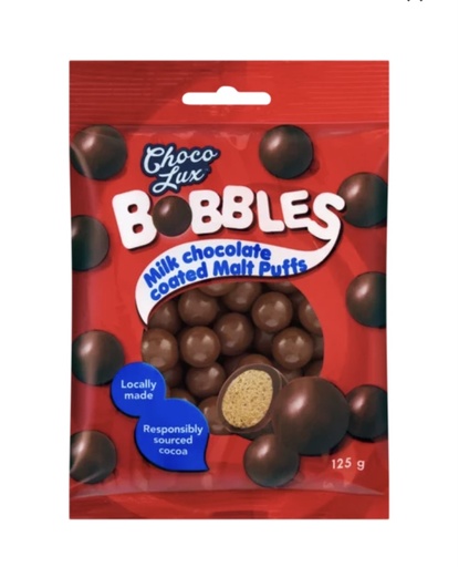 Bobbles Milk Chocolate Coated Malt Puffs 125g